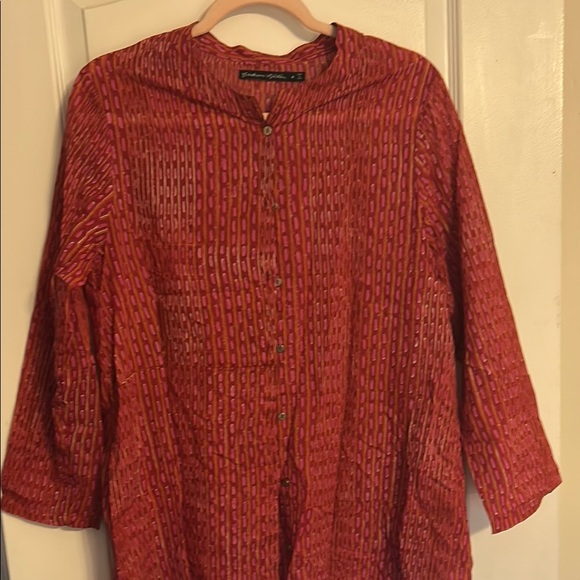 Gudrun Sjoden Tops - Gudrun Sjoden Pink and Red Lagenlook Tunic Blouse